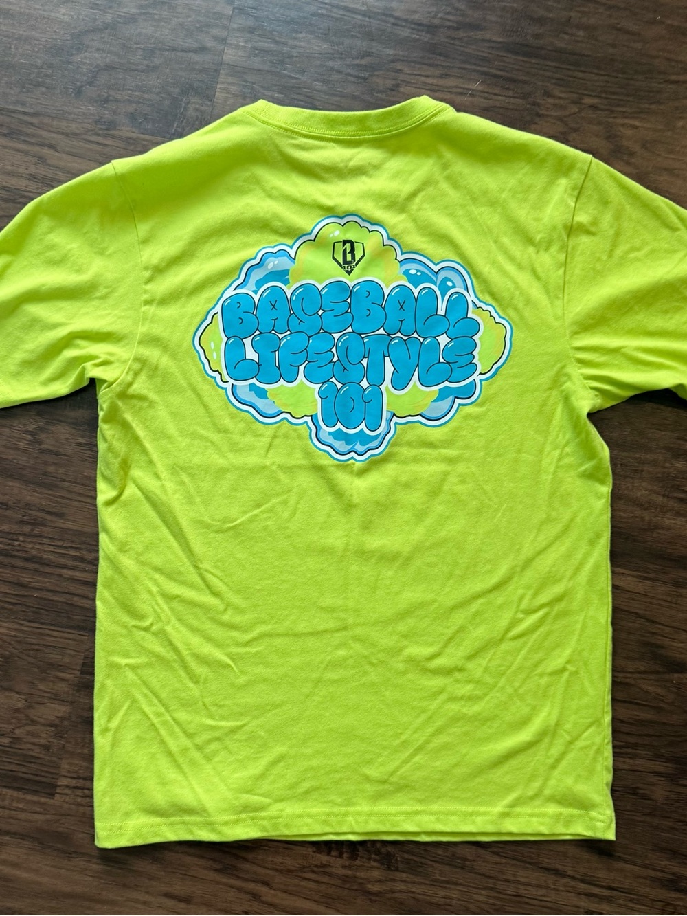 Baseball lifestyle 101 Short Sleeve Graphic Tee with Blue Chest Print - Picture 3 of 4